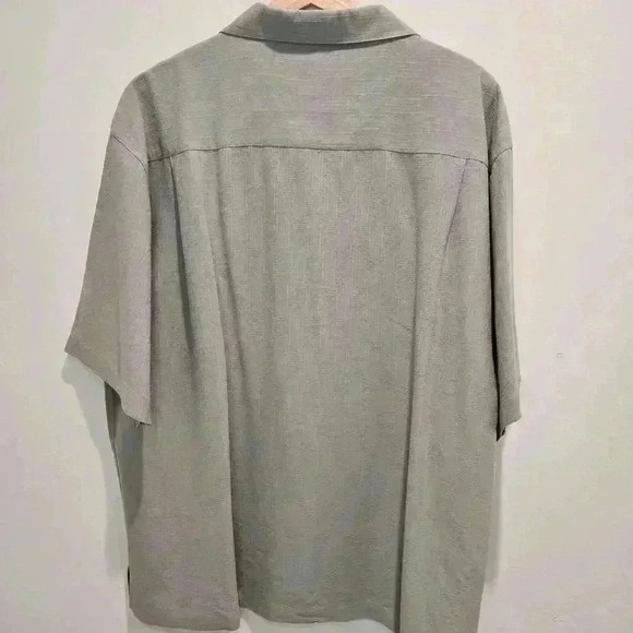 Paradise Blue Mens XXL 100% Silk Button-up Embroidered Cocktail Aloha Shirt - Picture 7 of 10